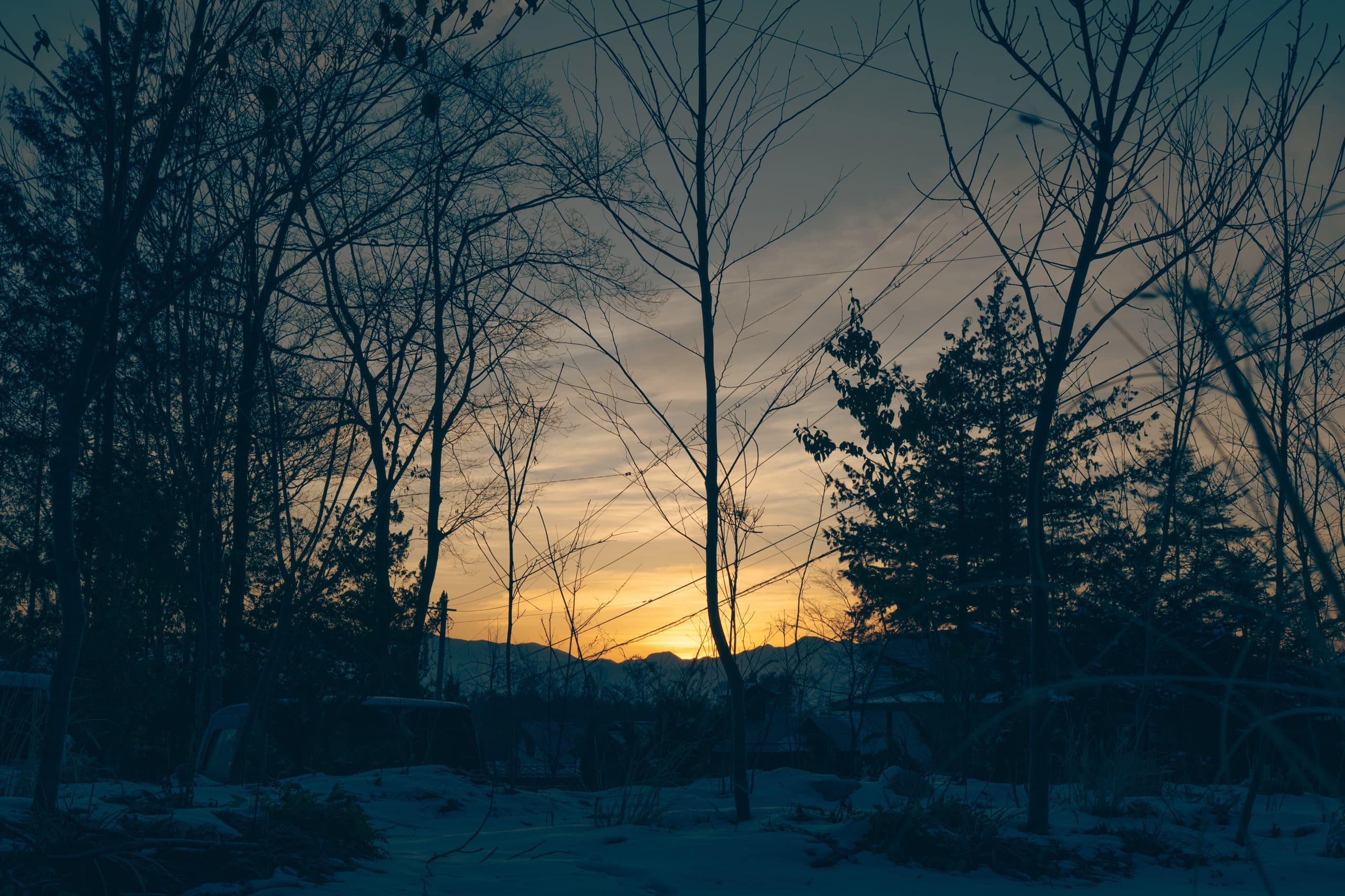 安曇野穂高の一棟貸し温泉宿 夜明けの景色